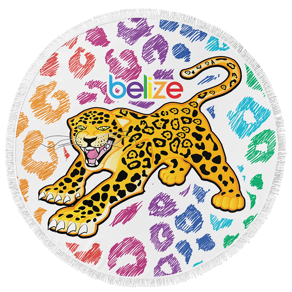 Belize Jaguar Round Beach Towel