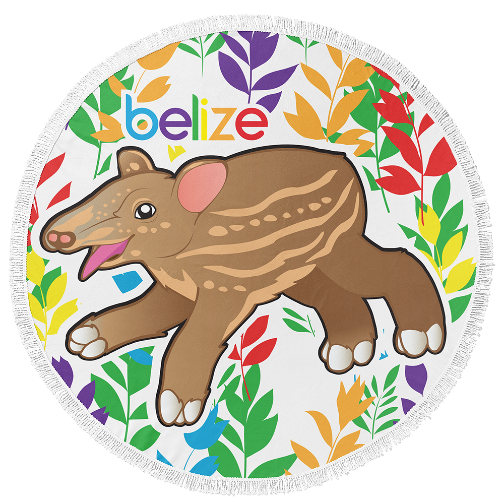 Belize Baby Tapir Round Beach Towel