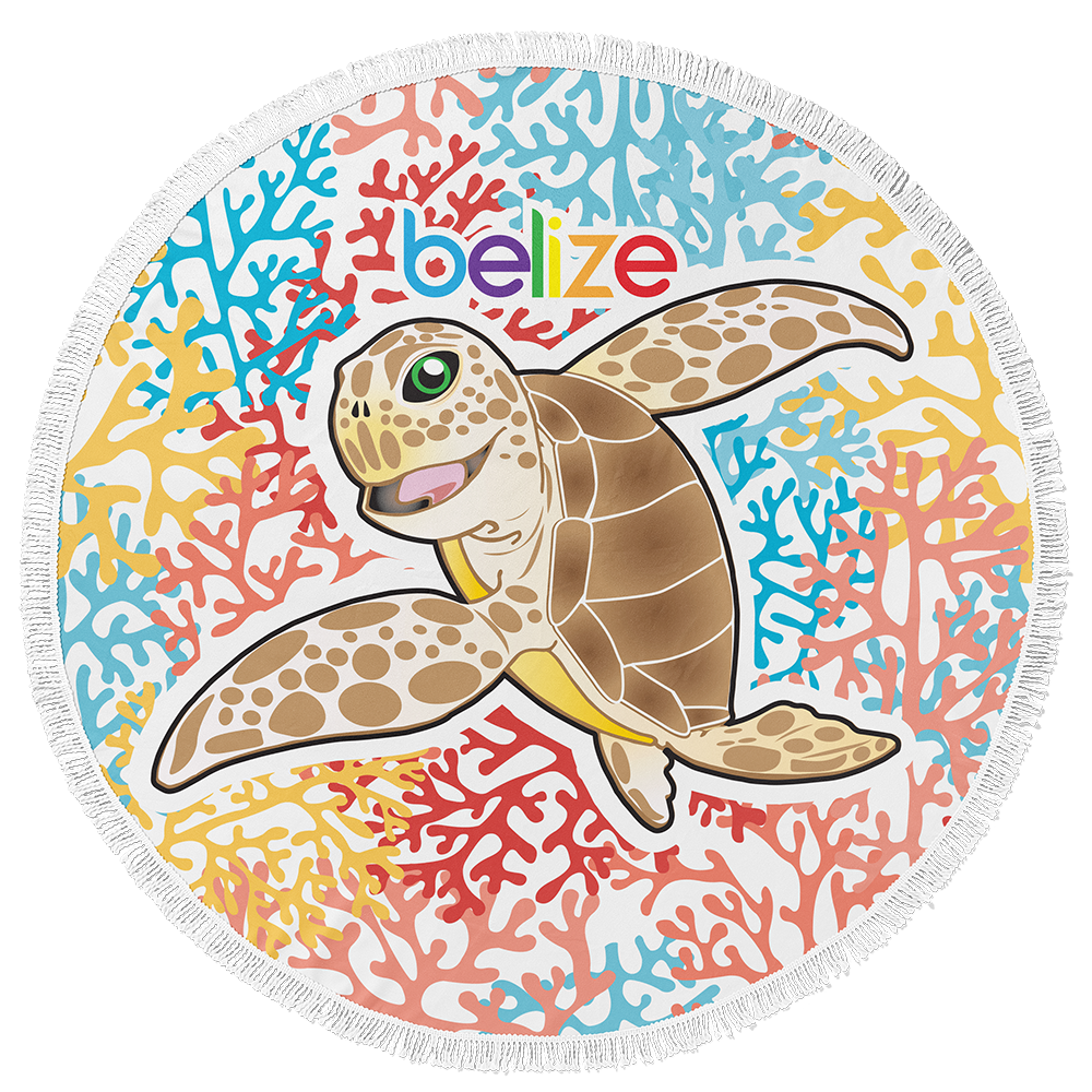 Belize Sea Turtle Round Beach Towel