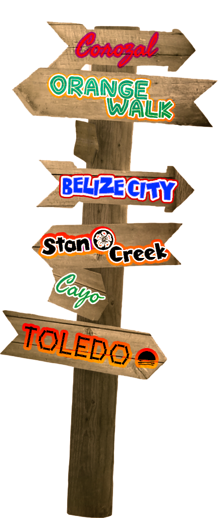 Belize districts directions sign post 